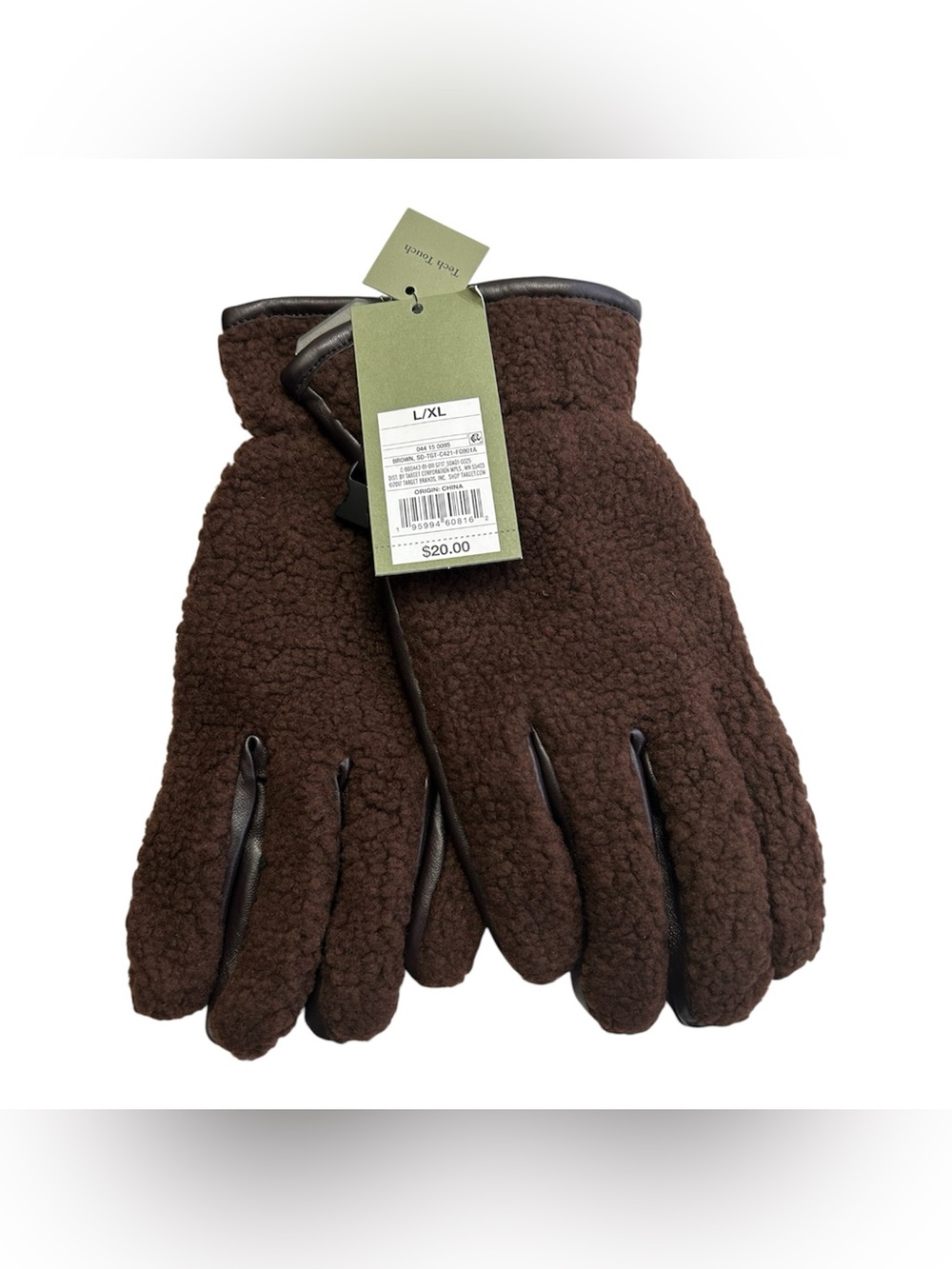 Goodfellow & Co Brown Sherpa Gloves with Leather Trim